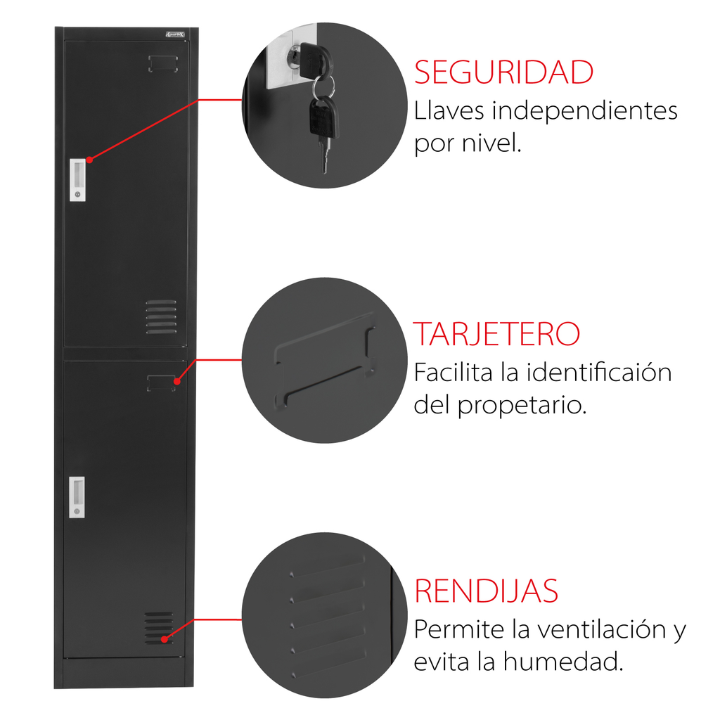 Locker Metalico 2 Puertas Guardex Con Llave Y Perchero