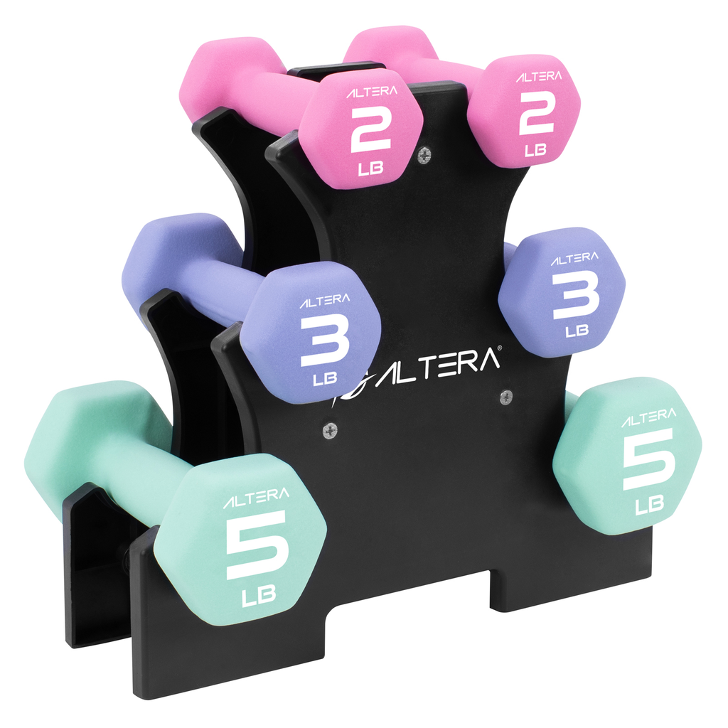 Set De Mancuernas 20 Libras Pesas Altera Soporte Gym 2 3 5