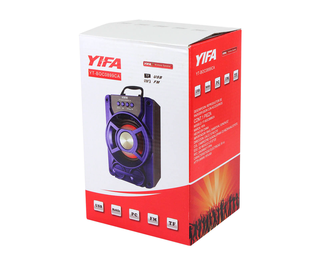 Yifa Yt Boc0899 Bocina Inalambrica Fm/Usb/Tf/Mp3/Mobile/Pc Color Negro