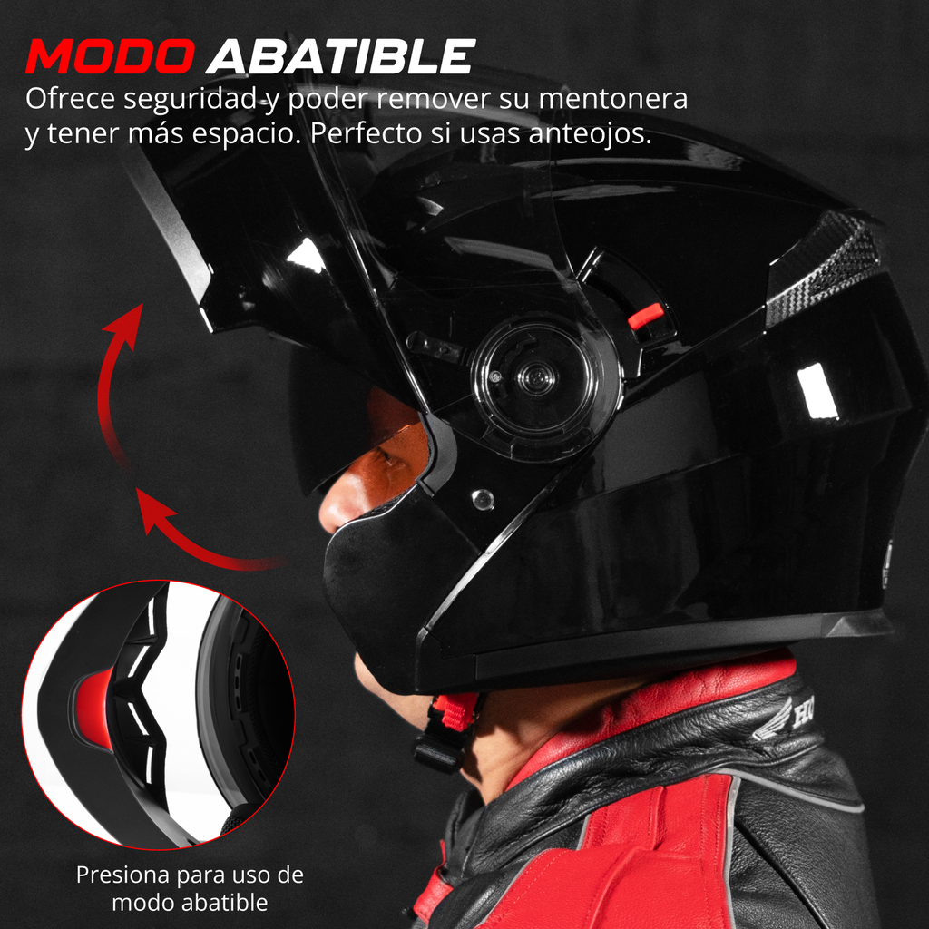Casco Motocicleta Abatible Deportivo Certificado Visor Doble