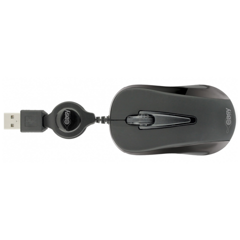 Mini Mouse Óptico Easy Line cable retráctil USB. Color Negro
