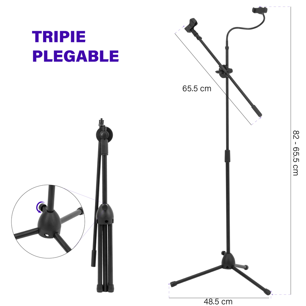 Pedestal para Micrófono Soporte Celular Boom Tripie Set 6 Pz