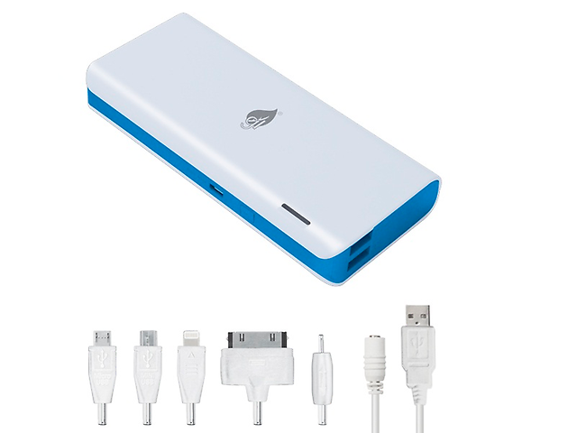 Mitzu® Power bank 6,000 mAh carga rápida 3 conectores, 2 puertos, blanco