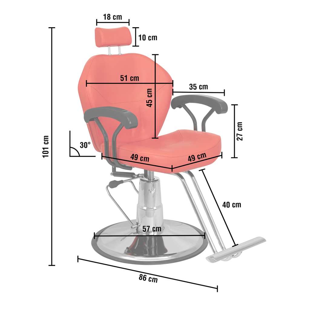 Silla Hidraulica Reclinable y Giratoria para Barberia Vinil