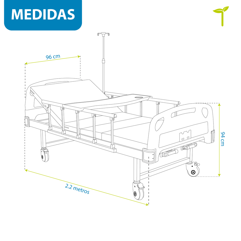 Cama Hospitalaria Manual Onof Incluye Colchon Mesa Hospital