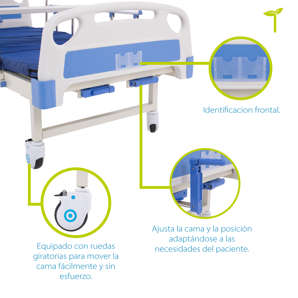 Cama Hospitalaria Manual Onof Incluye Colchon Mesa Hospital