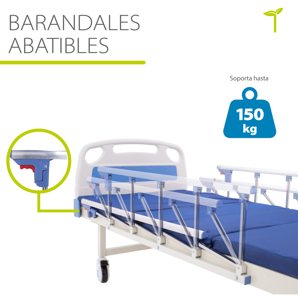 Cama Hospitalaria Manual Onof Incluye Colchon Mesa Hospital