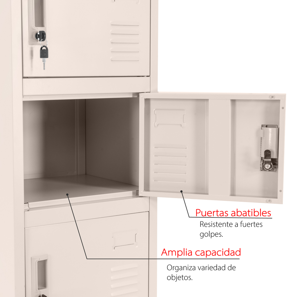 Locker Metalico Guardex Casillero Cerradura LLave 6 Puertas