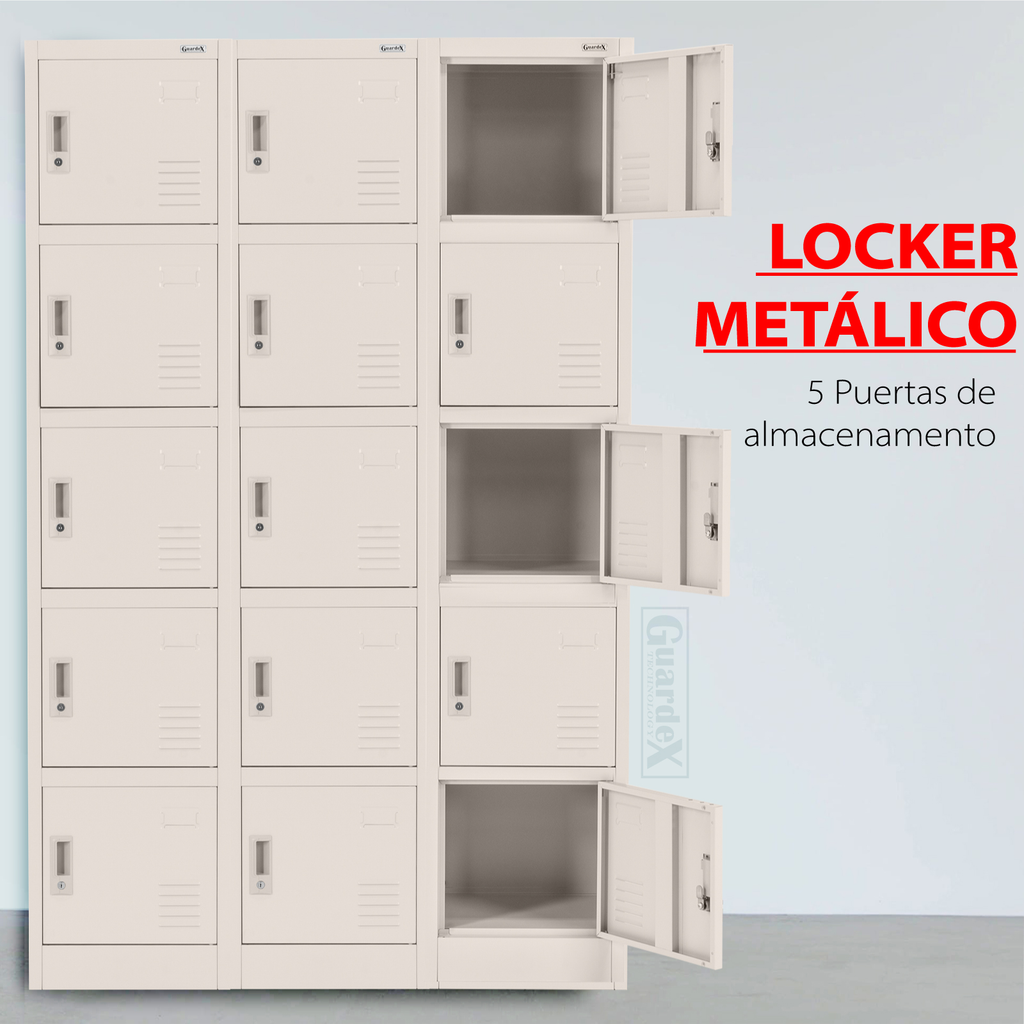Locker Metalico 5 Puertas GUARDEX Casillero de Oficina Chapa