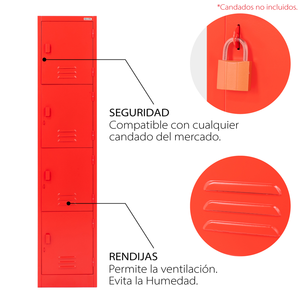 Locker 4 Puertas Guardex Casillero Metalico Escuela Oficina