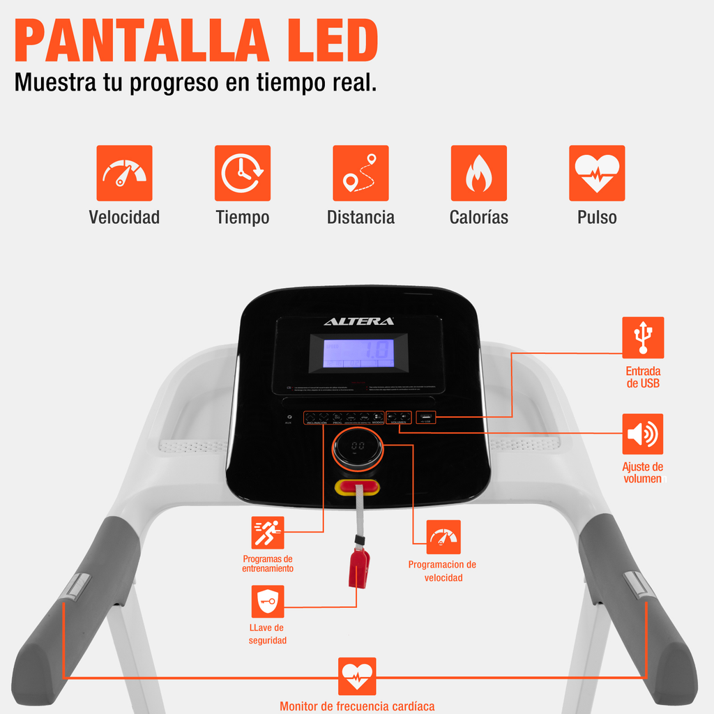 Caminadora Electrica Altera Con Inclinacion Fitness Plegable
