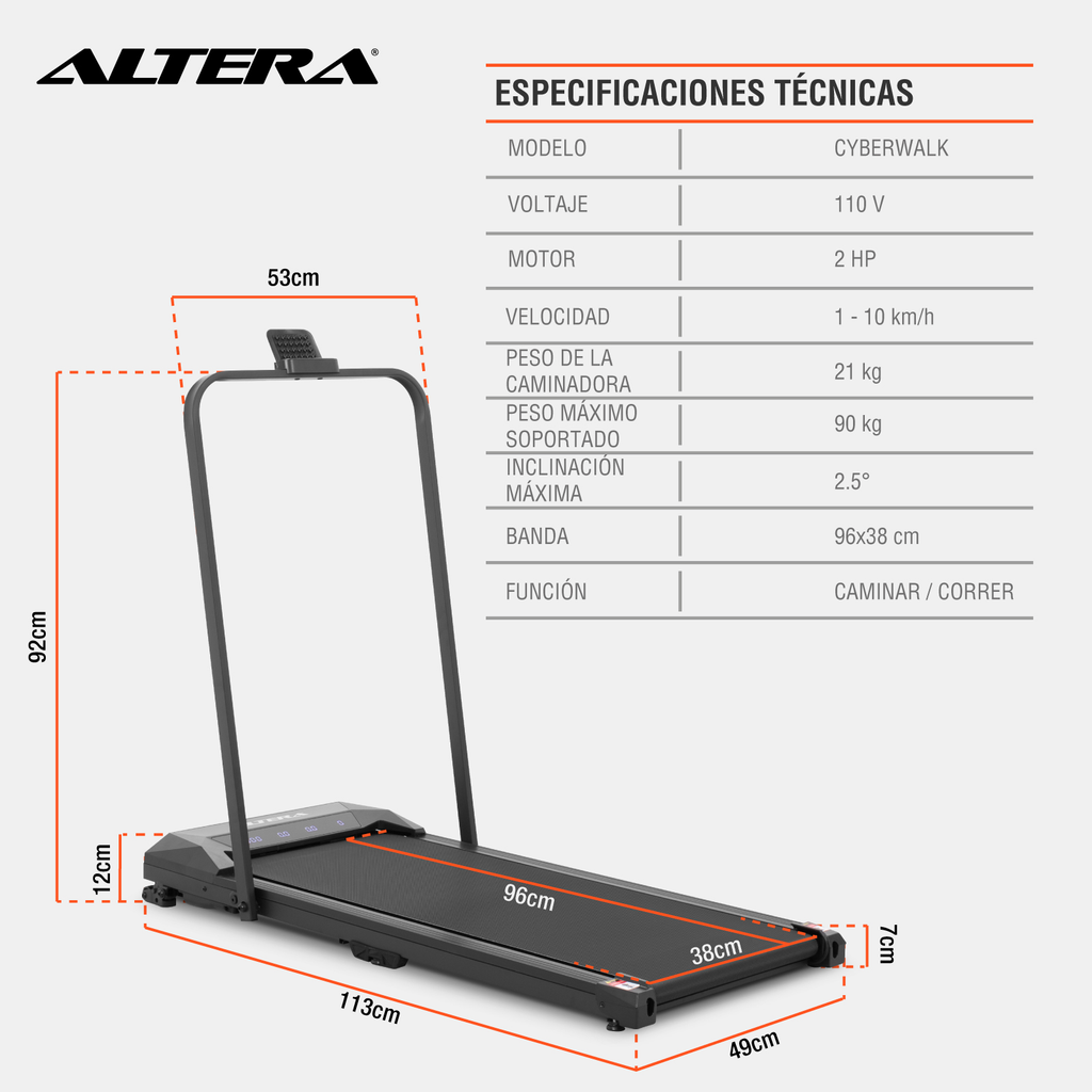 Caminadora Electrica Plegable Walking Pad Altera Elevacion