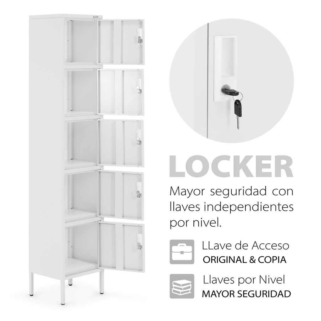 Locker Metalico 5 Puertas Casillero Alto De Oficina Guardex