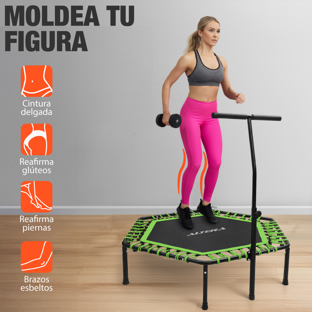Trampolin Ejercicio Aerobico Fitness Hexagonal Barra Altera