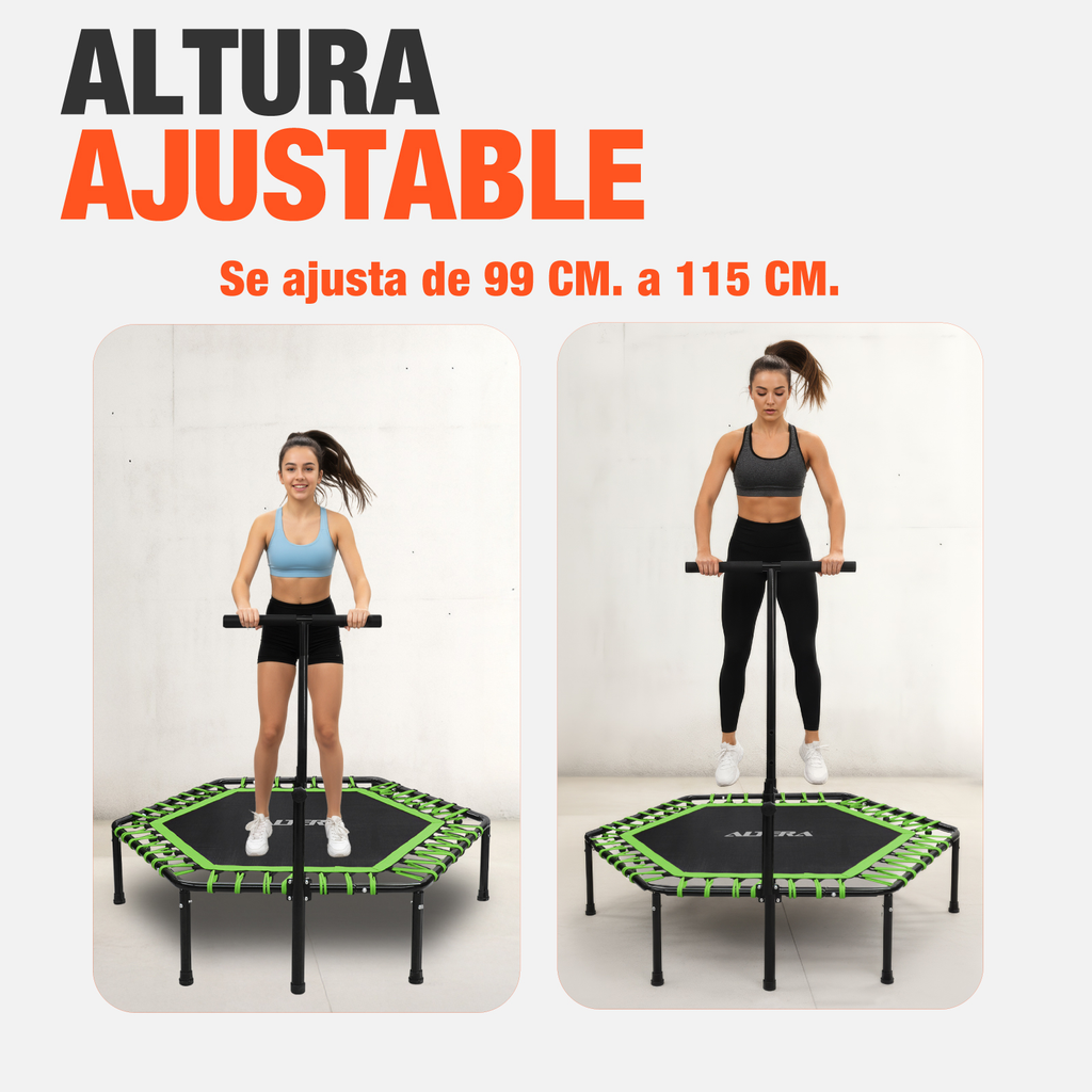 Trampolin Ejercicio Aerobico Fitness Hexagonal Barra Altera