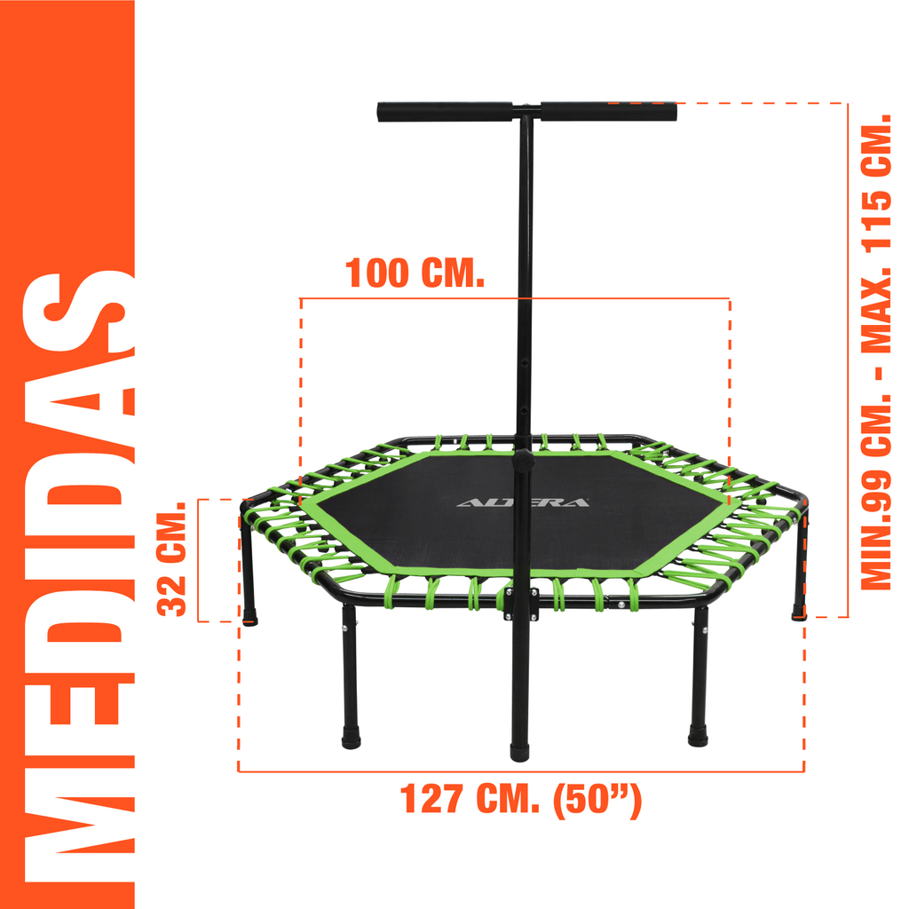 Trampolin Ejercicio Aerobico Fitness Hexagonal Barra Altera