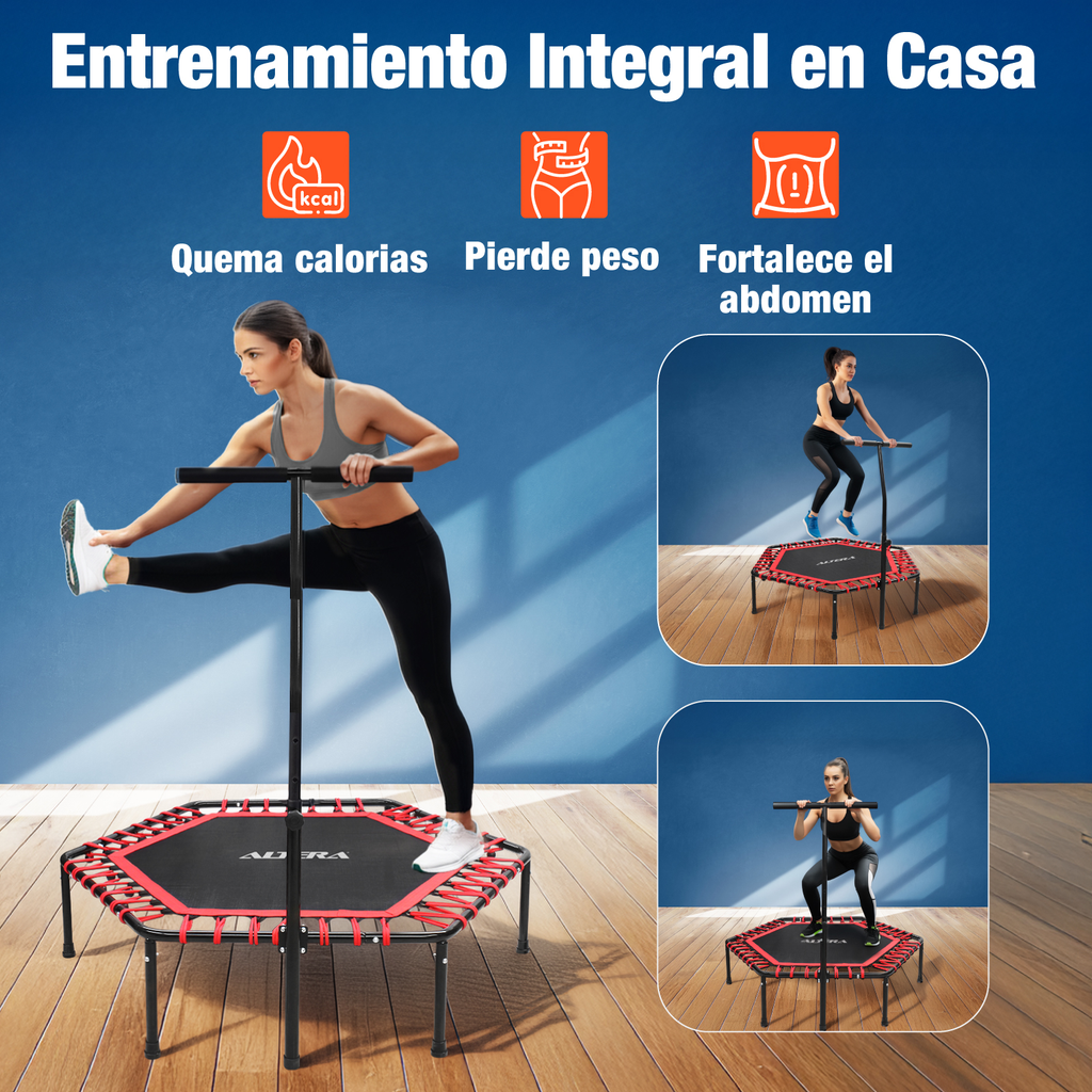Trampolin Ejercicio Aerobico Fitness Hexagonal Barra Altera