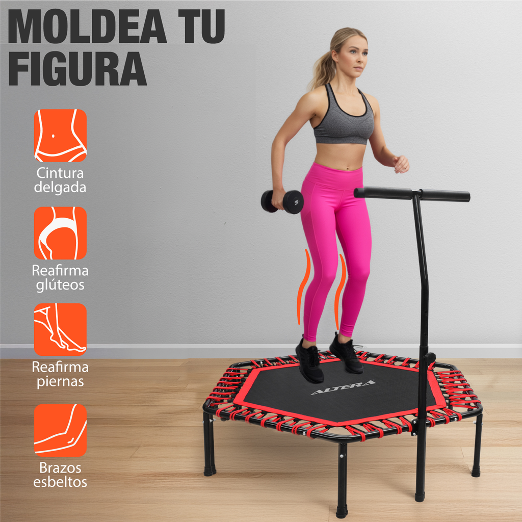 Trampolin Ejercicio Aerobico Fitness Hexagonal Barra Altera