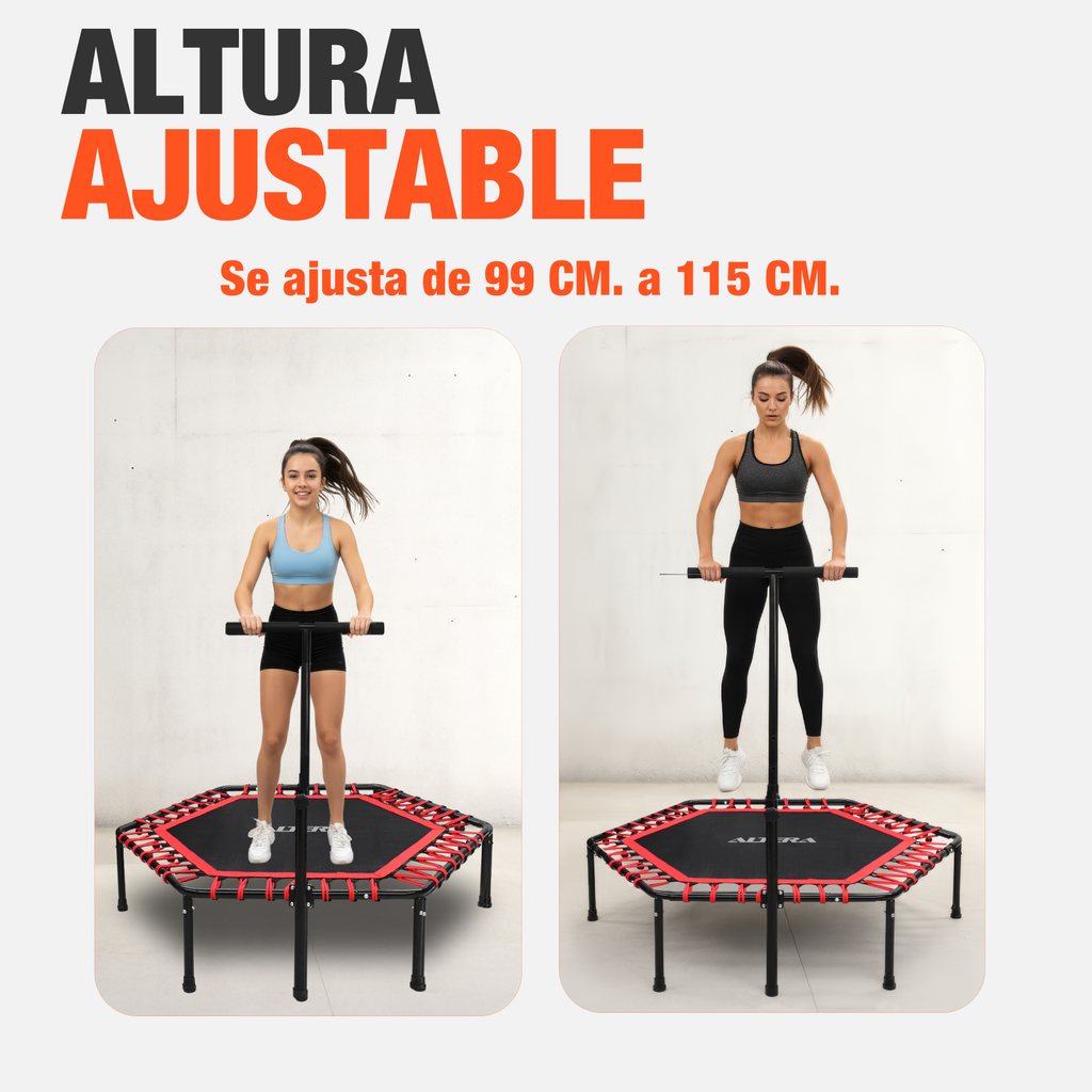 Trampolin Ejercicio Aerobico Fitness Hexagonal Barra Altera
