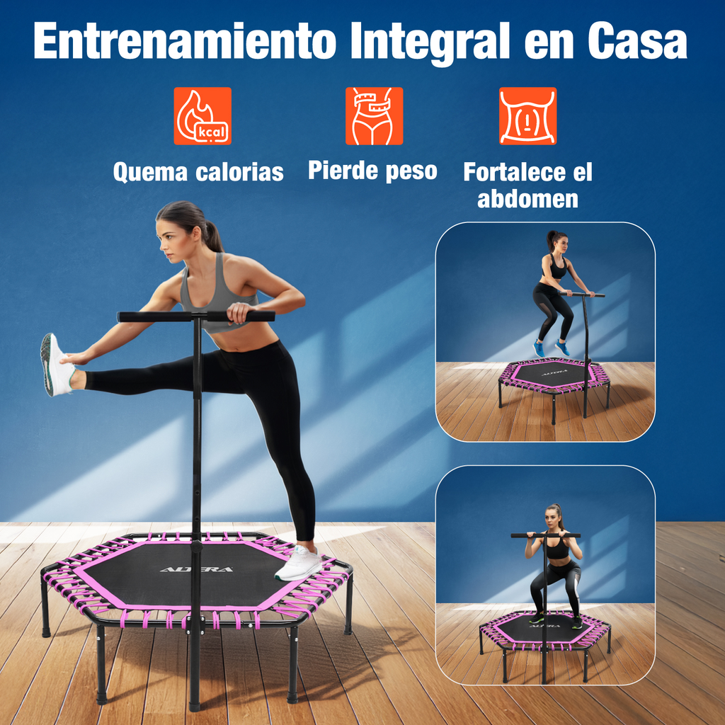 Trampolin Ejercicio Aerobico Fitness Hexagonal Barra Altera