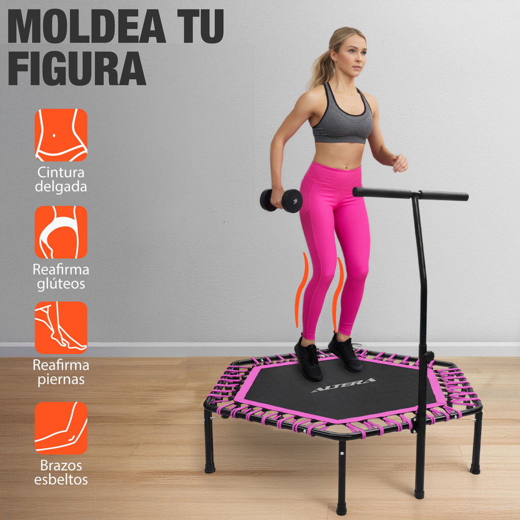 Trampolin Ejercicio Aerobico Fitness Hexagonal Barra Altera