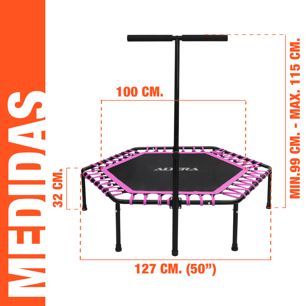 Trampolin Ejercicio Aerobico Fitness Hexagonal Barra Altera