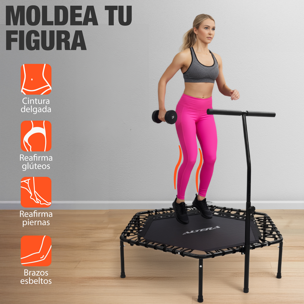 Trampolin Ejercicio Aerobico Fitness Hexagonal Barra Altera