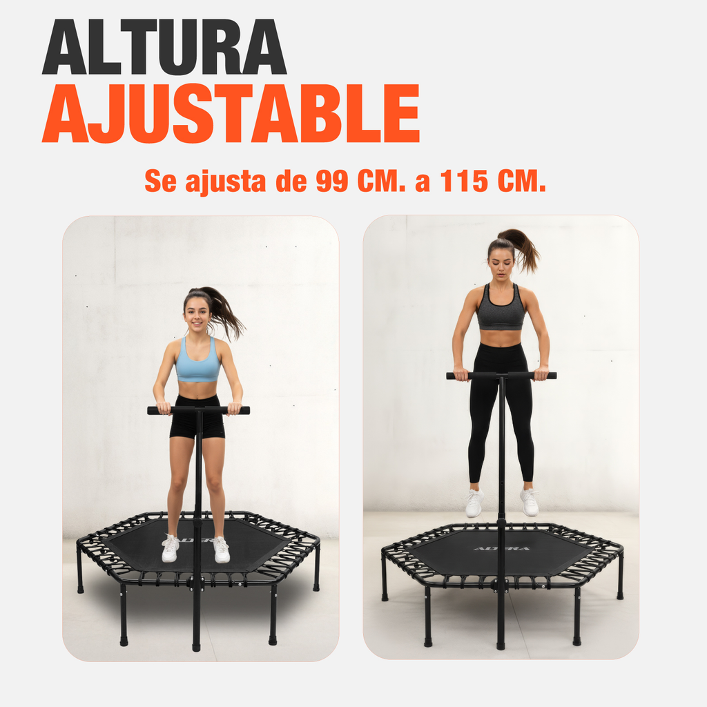Trampolin Ejercicio Aerobico Fitness Hexagonal Barra Altera