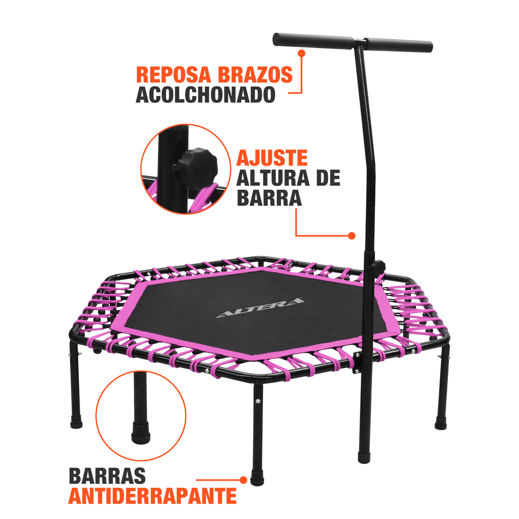 Trampolin Ejercicio Aerobico Fitness Hexagonal Barra Altera