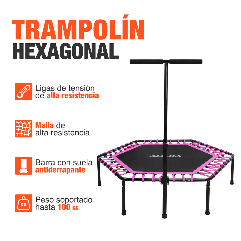 Trampolin Ejercicio Aerobico Fitness Hexagonal Barra Altera