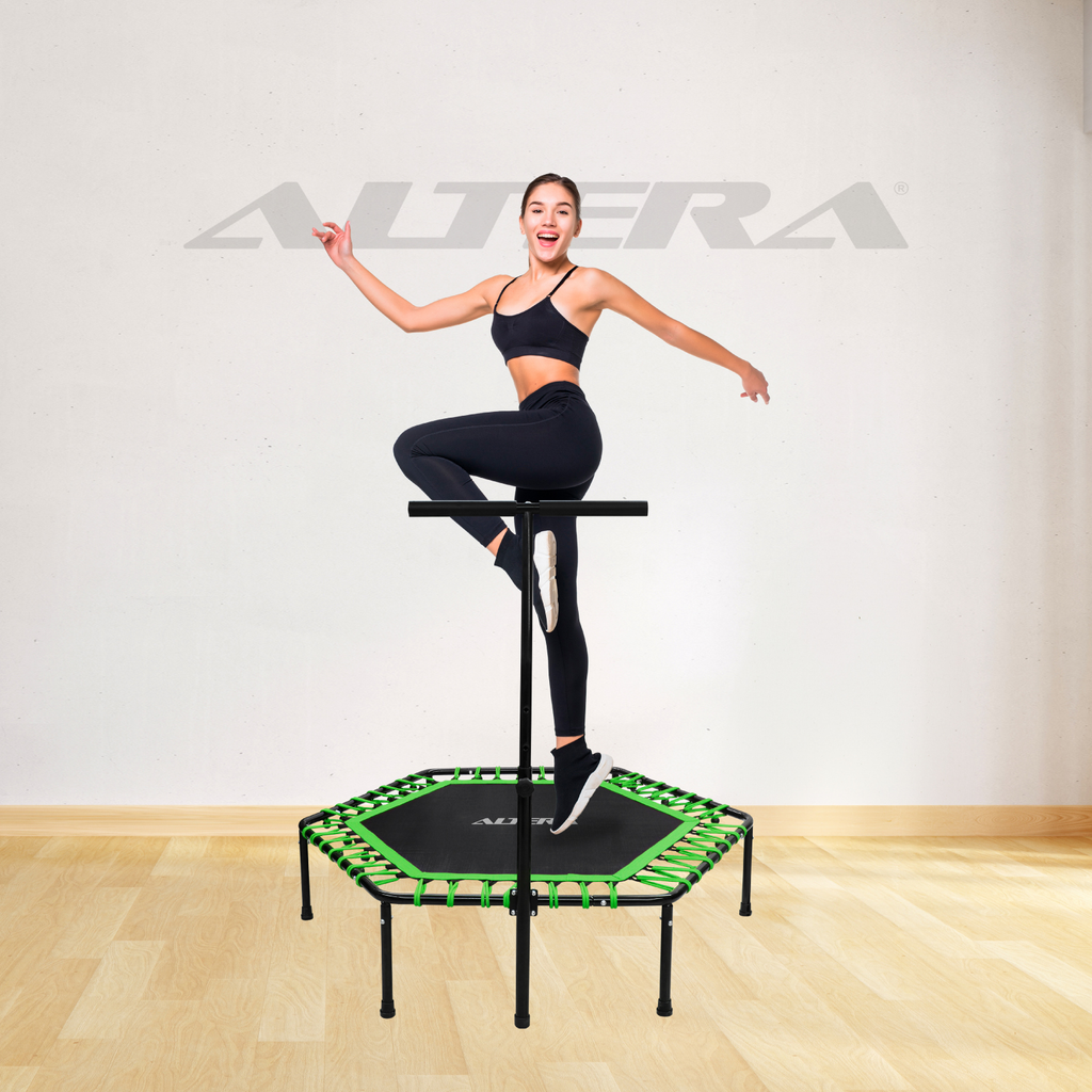 Trampolin Ejercicio Aerobico Fitness Hexagonal Barra Altera