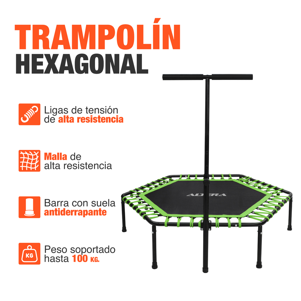 Trampolin Ejercicio Aerobico Fitness Hexagonal Barra Altera