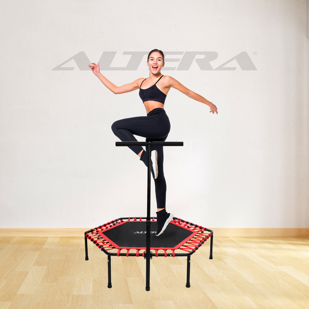 Trampolin Ejercicio Aerobico Fitness Hexagonal Barra Altera