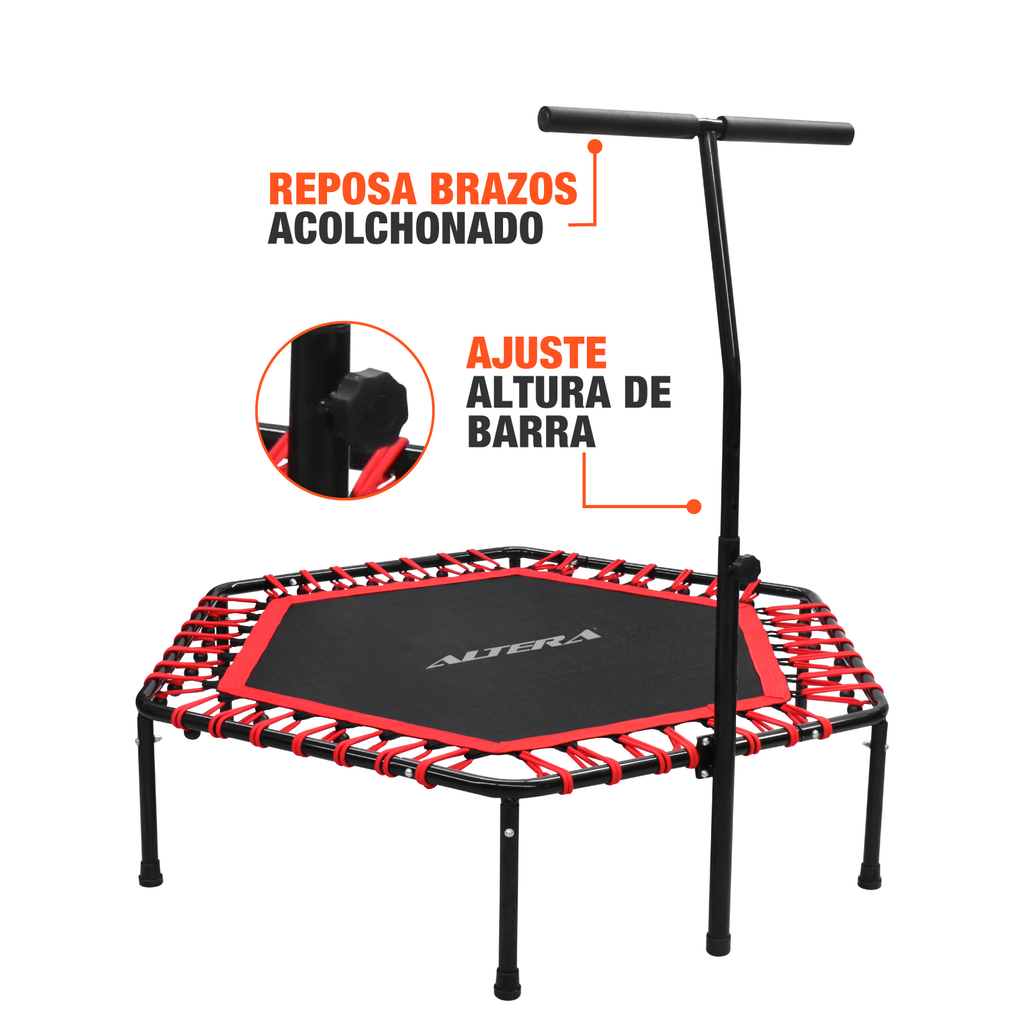 Trampolin Ejercicio Aerobico Fitness Hexagonal Barra Altera