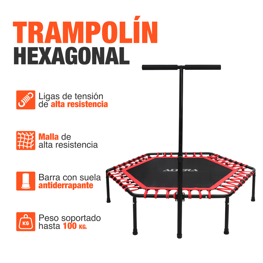 Trampolin Ejercicio Aerobico Fitness Hexagonal Barra Altera