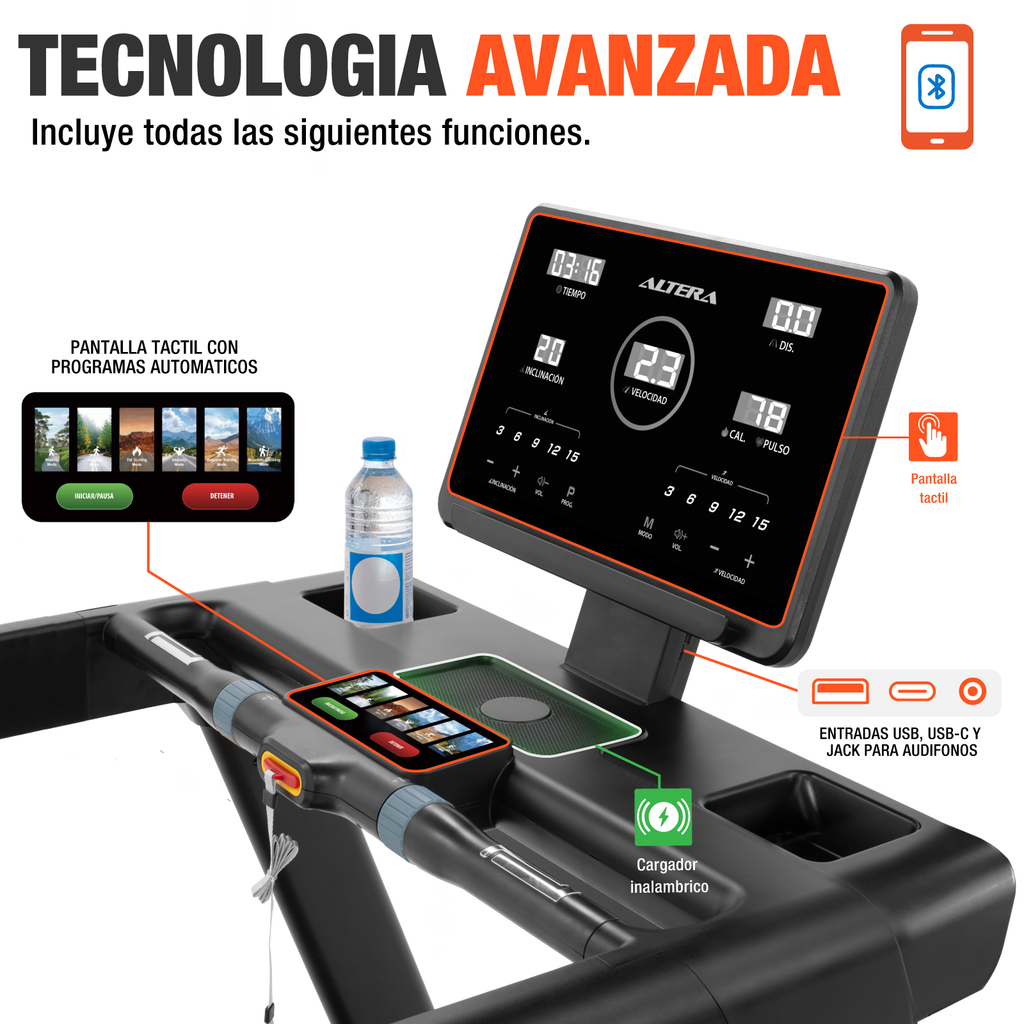 Caminadora Electrica Altera Plegable Inclinacion Profesional