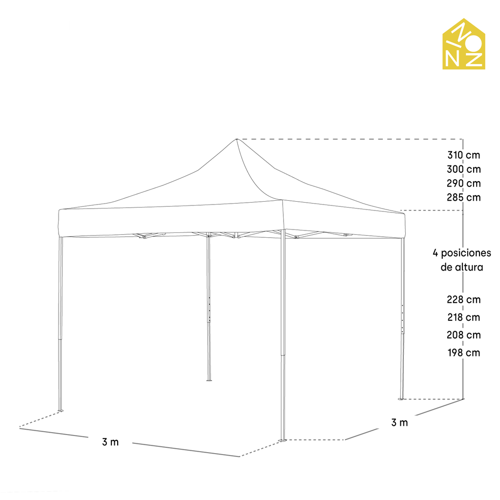 Carpa Toldo Plegable 3x3 Reforzado Impermeable Premium Ninon
