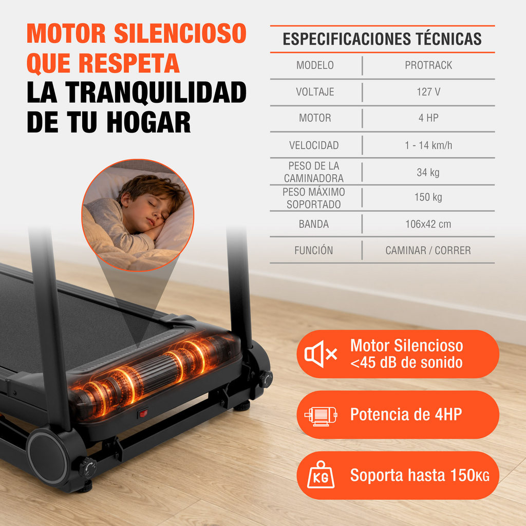 Caminadora Electrica Fitness Plegable Con Inclinacion Altera