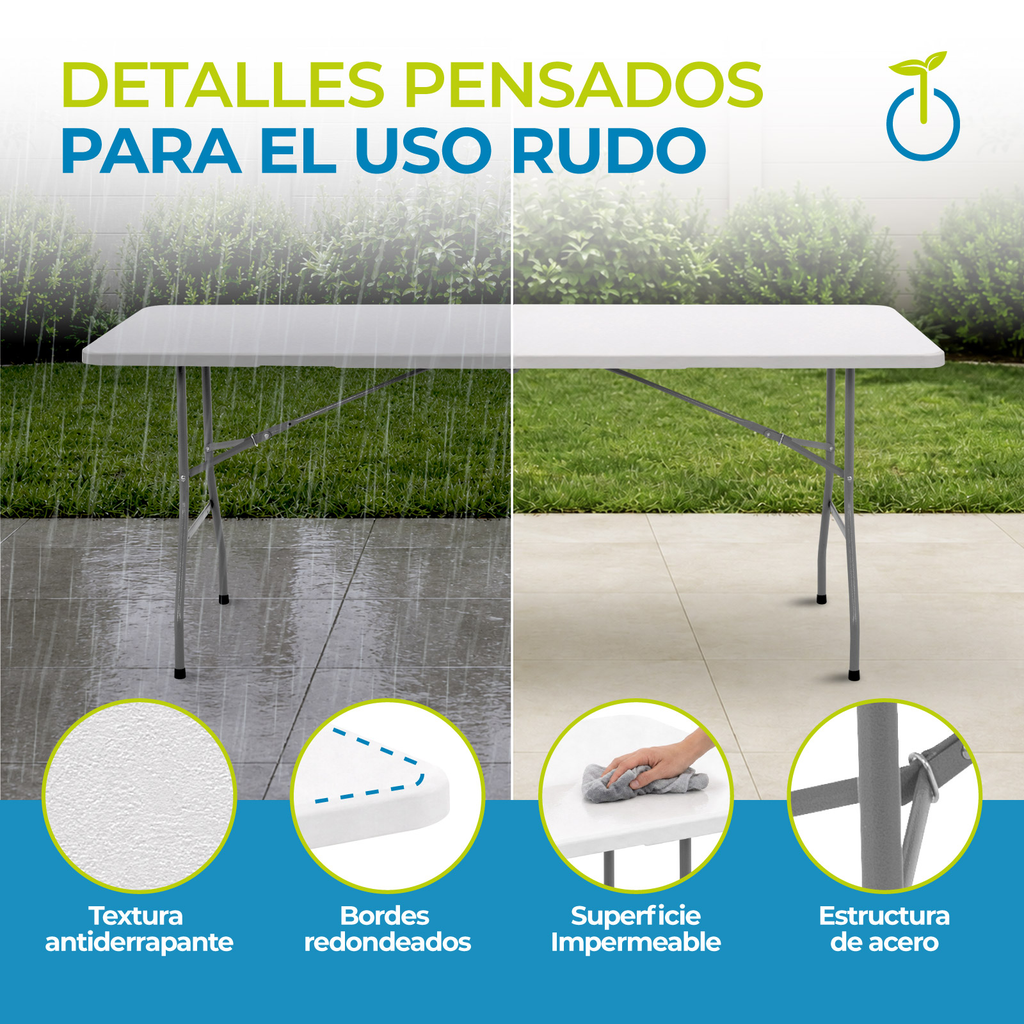 Mesa Plegable Tipo Portafolio 1.80m Alta Resistencia 100kg