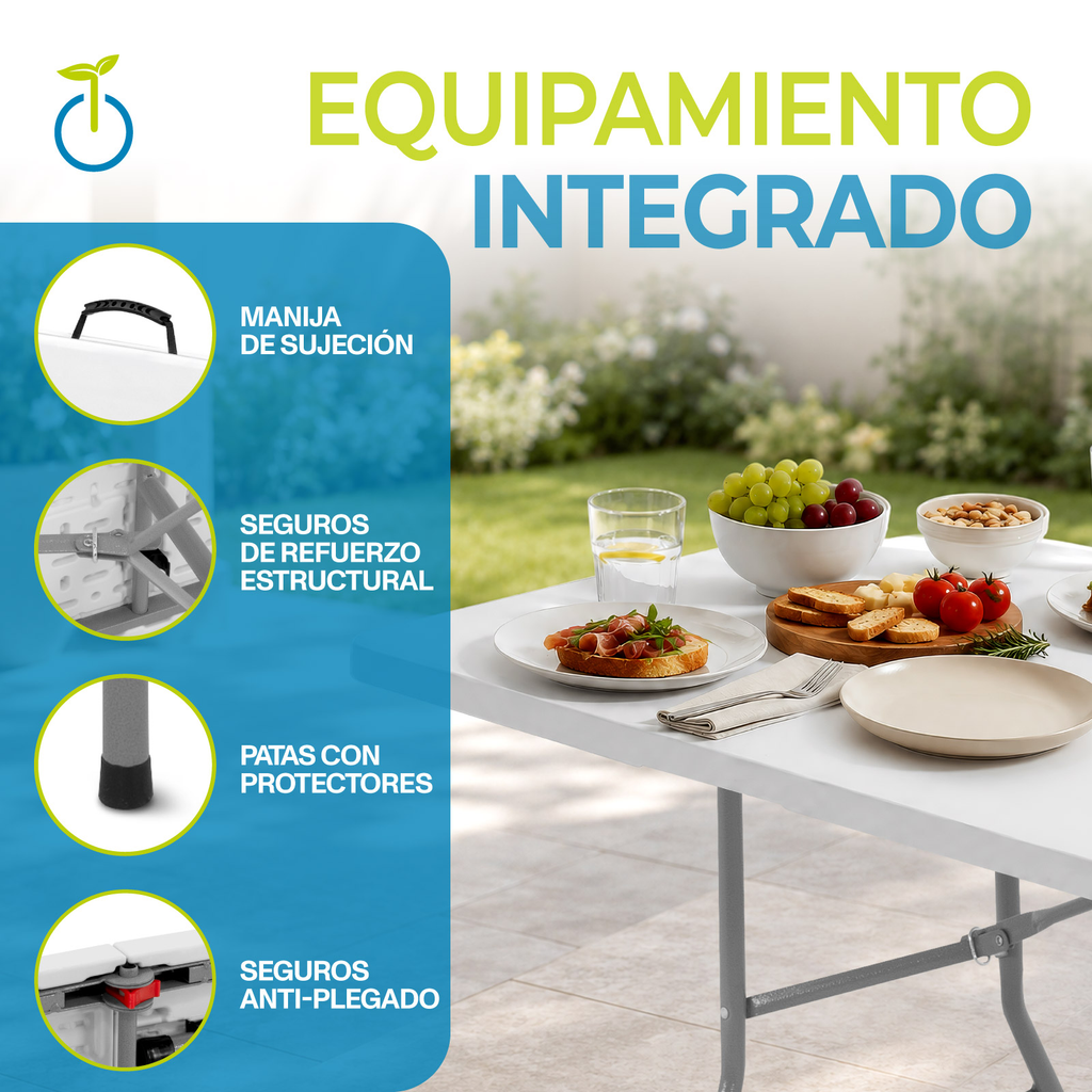 Mesa Plegable Tipo Portafolio 1.80m Alta Resistencia 100kg