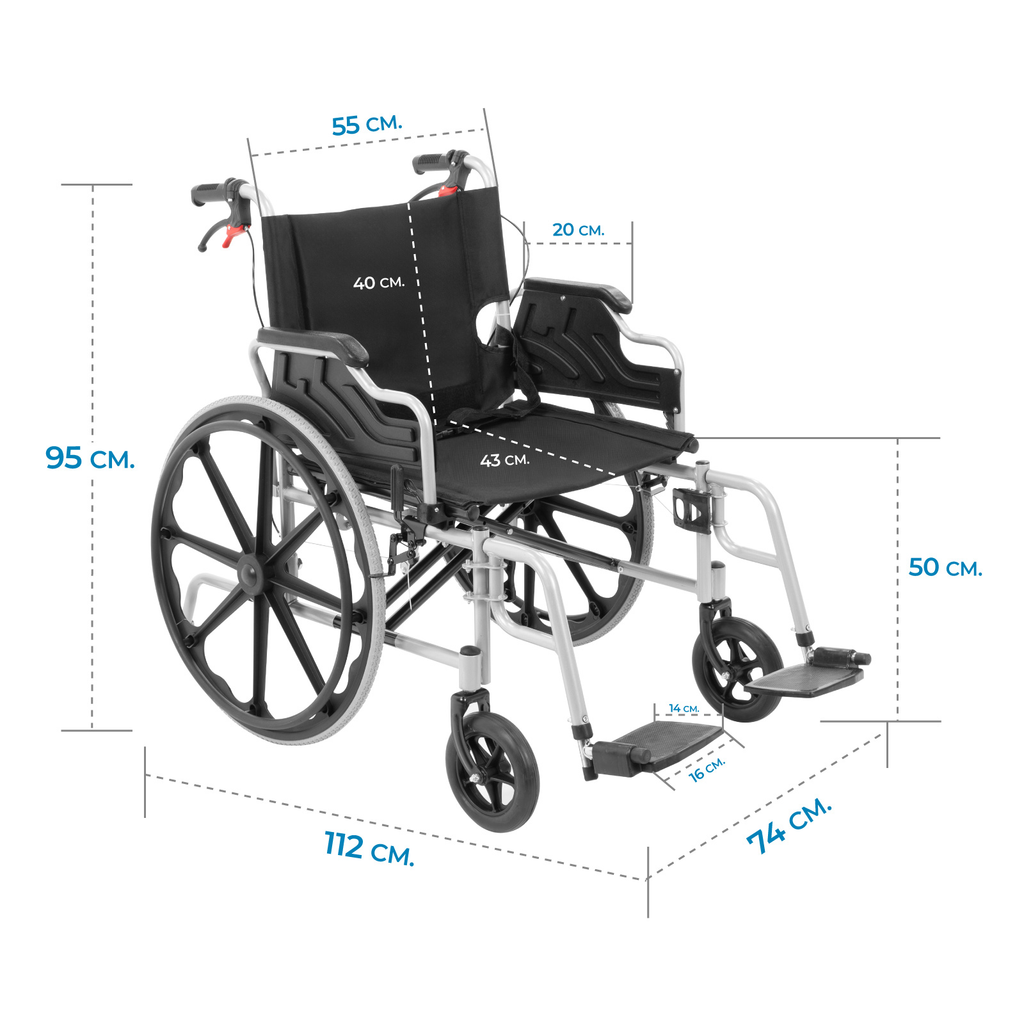 Silla De Ruedas Extra Ancha Onof Reforzada Acojinada Freno