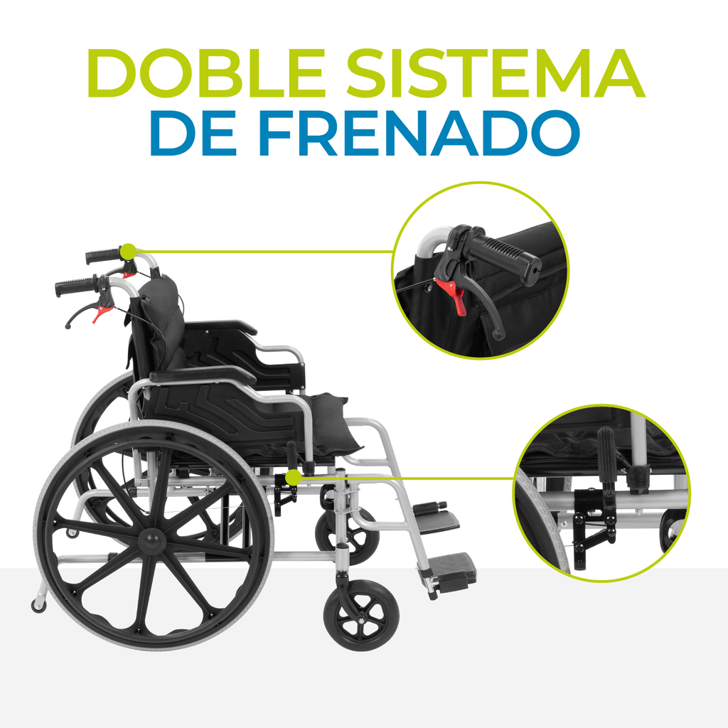 Silla De Ruedas Extra Ancha Onof Reforzada Acojinada Freno