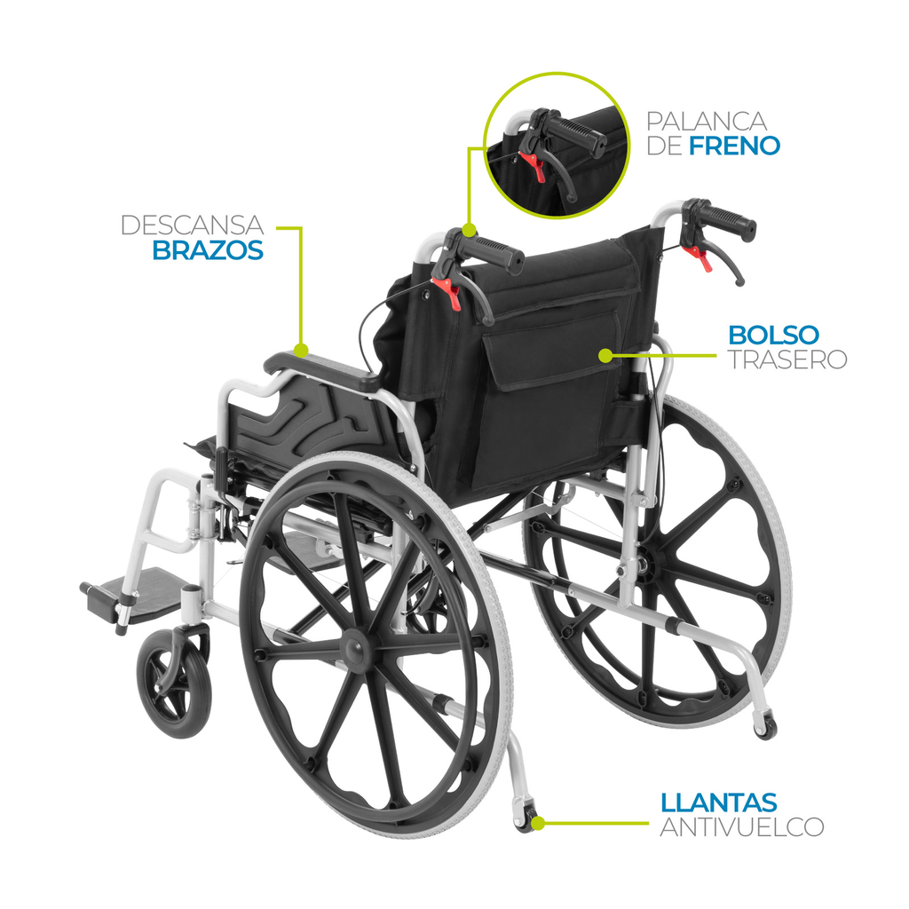 Silla De Ruedas Extra Ancha Onof Reforzada Acojinada Freno