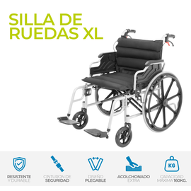 Silla De Ruedas Extra Ancha Onof Reforzada Acojinada Freno
