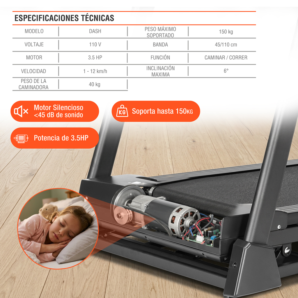 Caminadora Electrica Plegable Inclinacion Amortiguacion