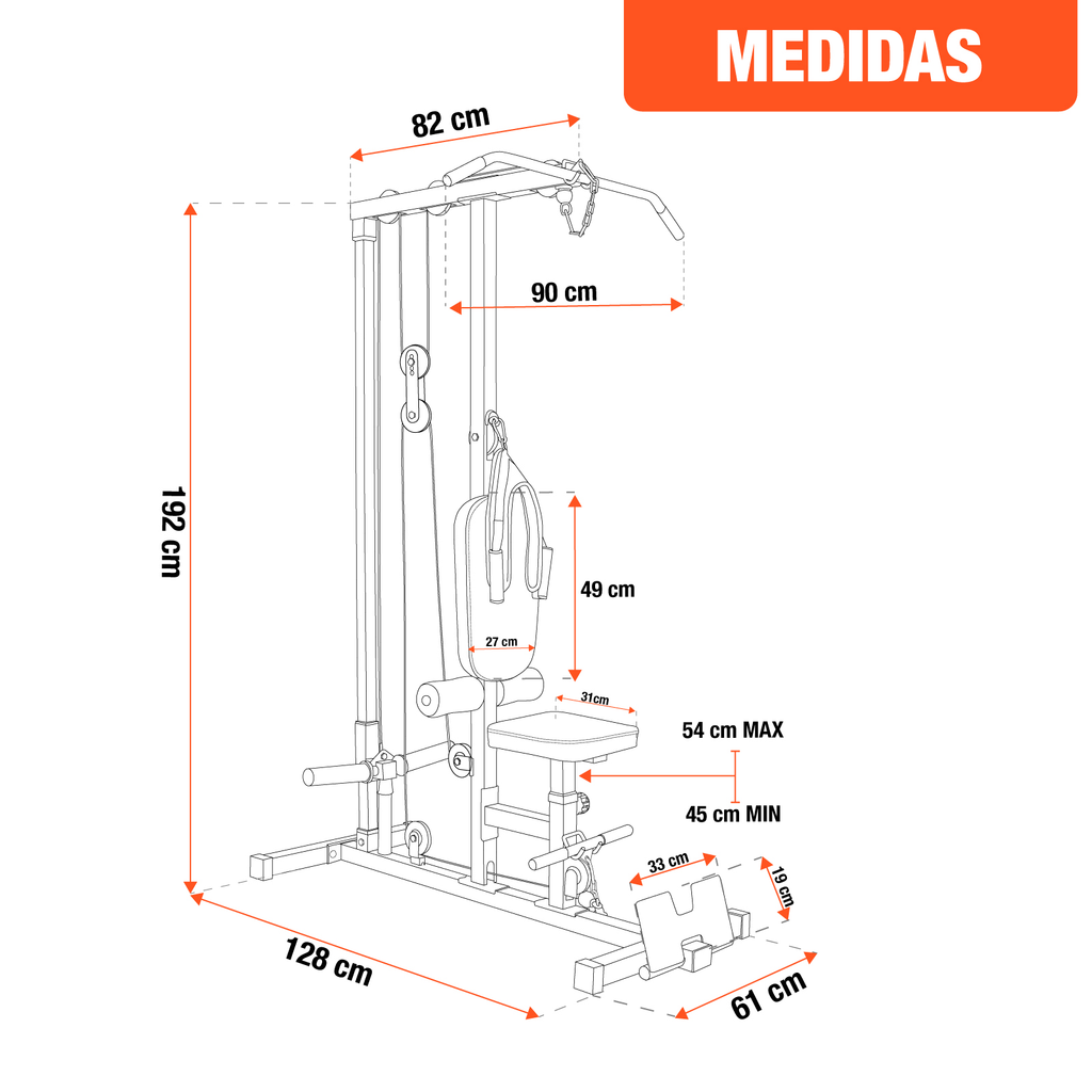 Multifuncional Gym Altera Maquina Para Piernas Con Polea