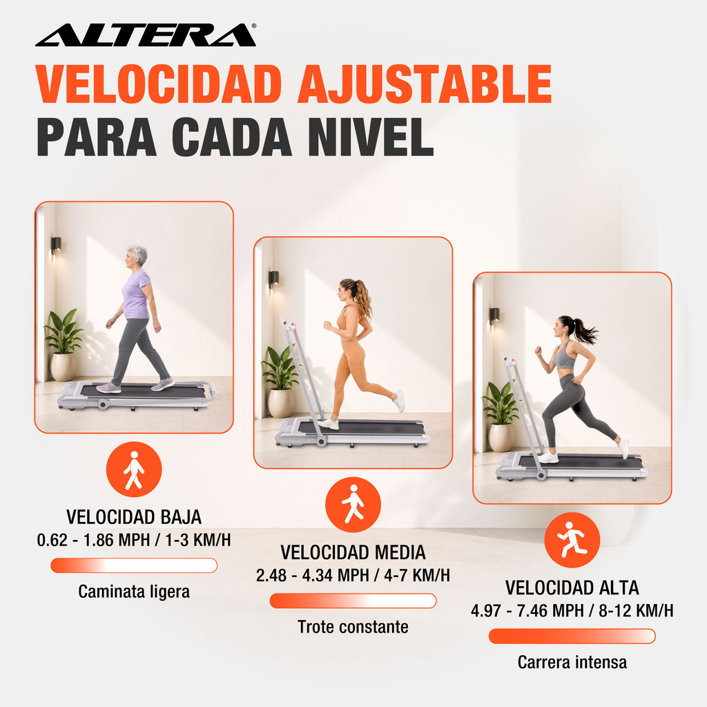 Caminadora Electrica Profesional Altera 2 En 1 Plegable Gym
