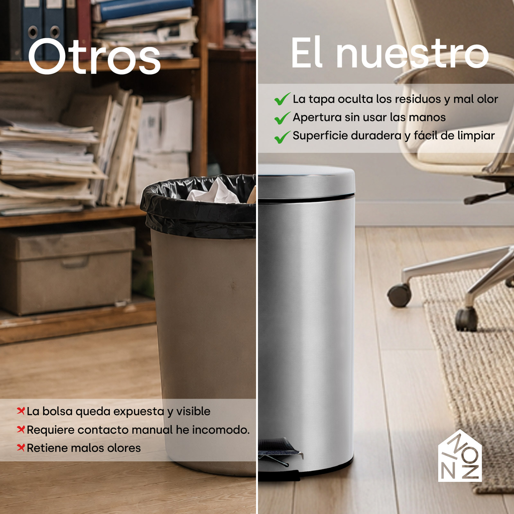 Bote De Basura De 12 Litros Con Tapa Pedal Acero Inoxidable