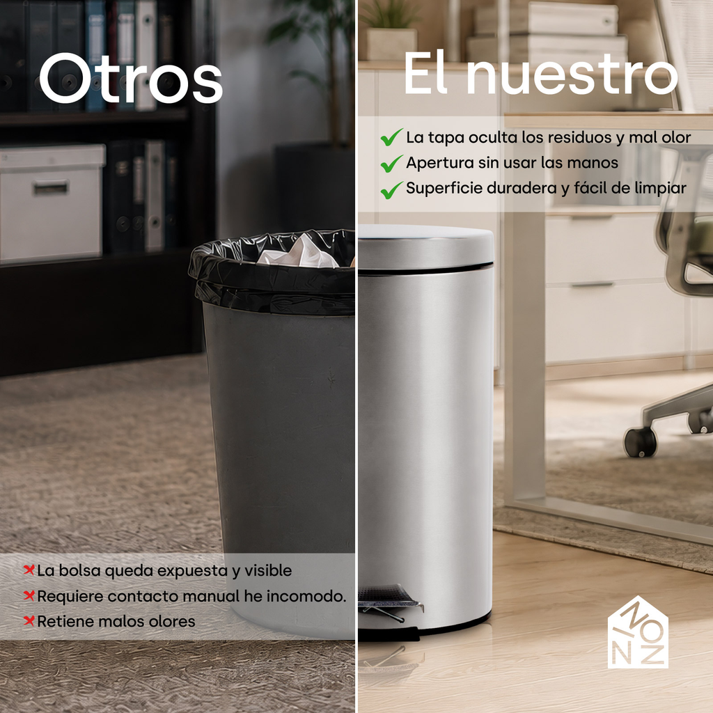 Bote Basura Acero Inoxidable 7l Ninon Resistente Baño Cocina