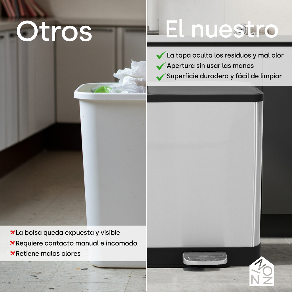 Bote De Basura Organica E Inorgánica 20l + 20l Doble Tapa